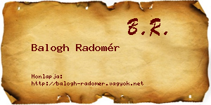 Balogh Radomér névjegykártya